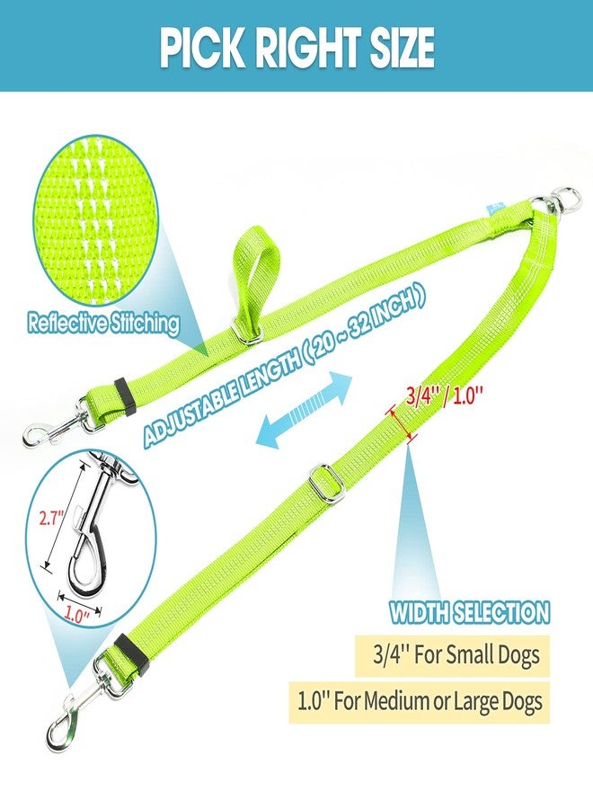 با بِت فاصل مقود مزدوج للكلاب من BAAPET، وصلة مقود مزدوجة للكلاب خالية من التشابك، وصلة تمديد للمشي والتدريب لكلبين صغيرين أو متوسطين أو كبيرين (1.0 بوصة × 20~32 بوصة، أخضر) - Image 5